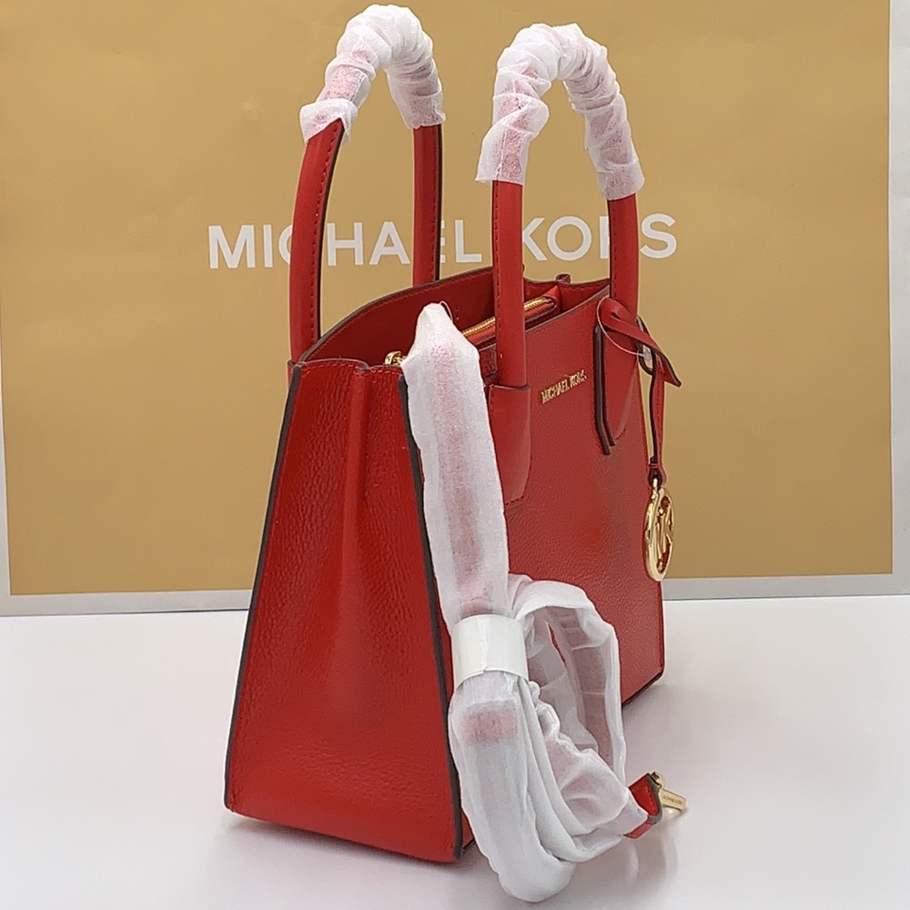 MICHAEL KORS MERCER MEDIUM MESSENGER CROSSBODY BAG FLAME COLOR - Picture 4 of 14